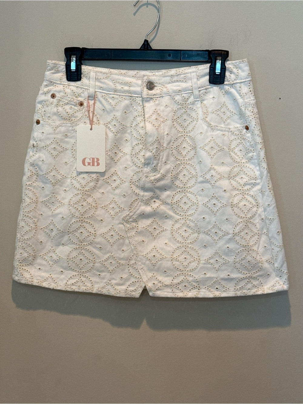Gianni Bini White Eyelet Denim Skort
